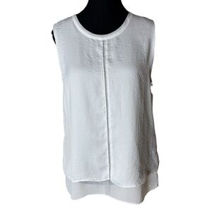 VIOLET & CLAIRE White Flowy Sleeveless Blouse Top Semisheer Layered Size Medium